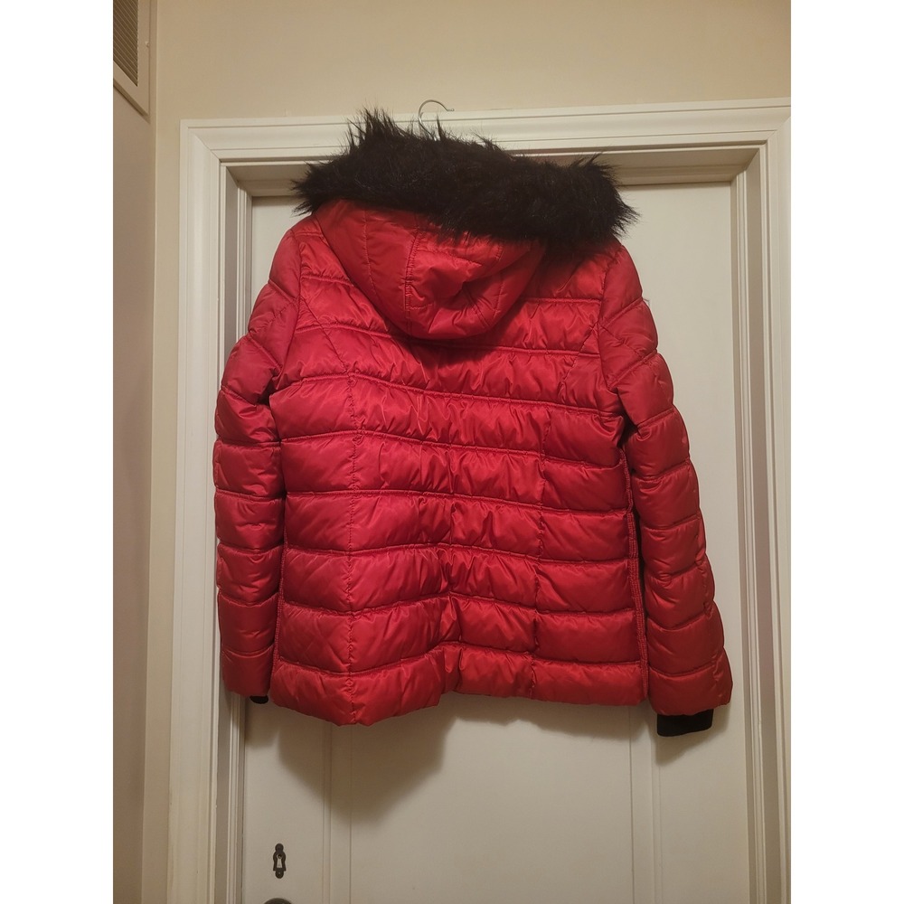 Nautica Womens Red Water Resistant Puffer Jacket Detachable Faux Fur Hood XXL - Picture 2 of 4